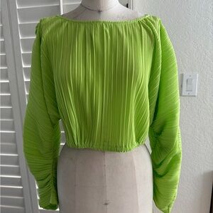 Lime Green Women's Pleated Top